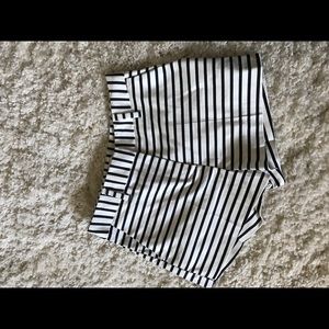 H&M Mid-Rise Navy/White Striped Shorts